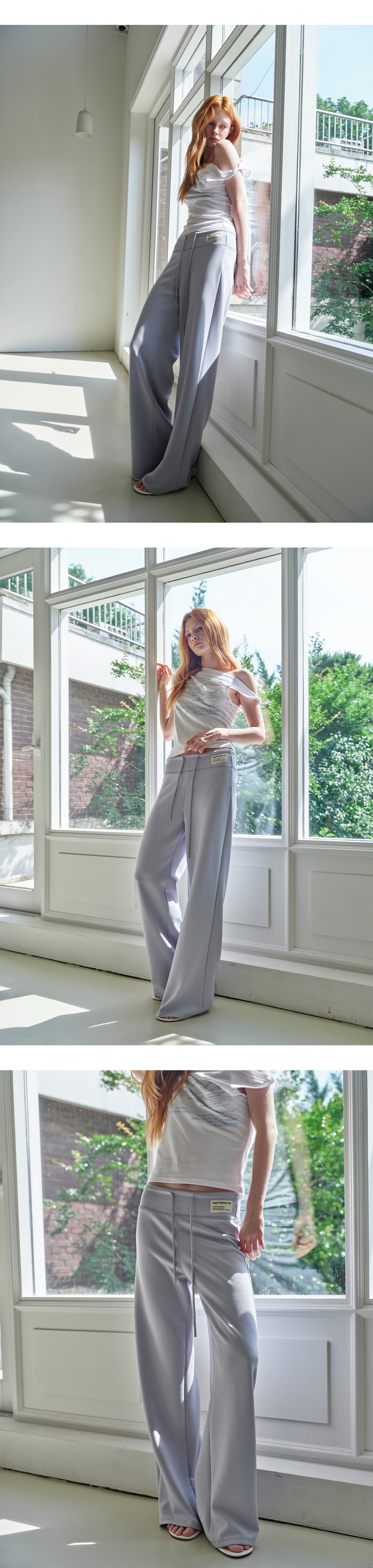 Canvas mini tag straight sweatpants_powder blue