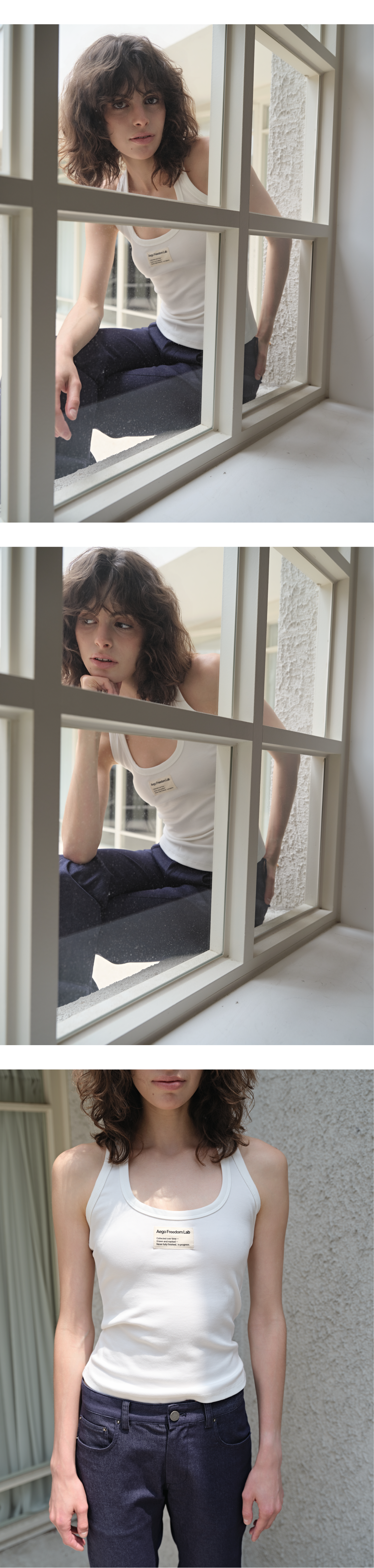 Canvas mini tag rib tank top_white