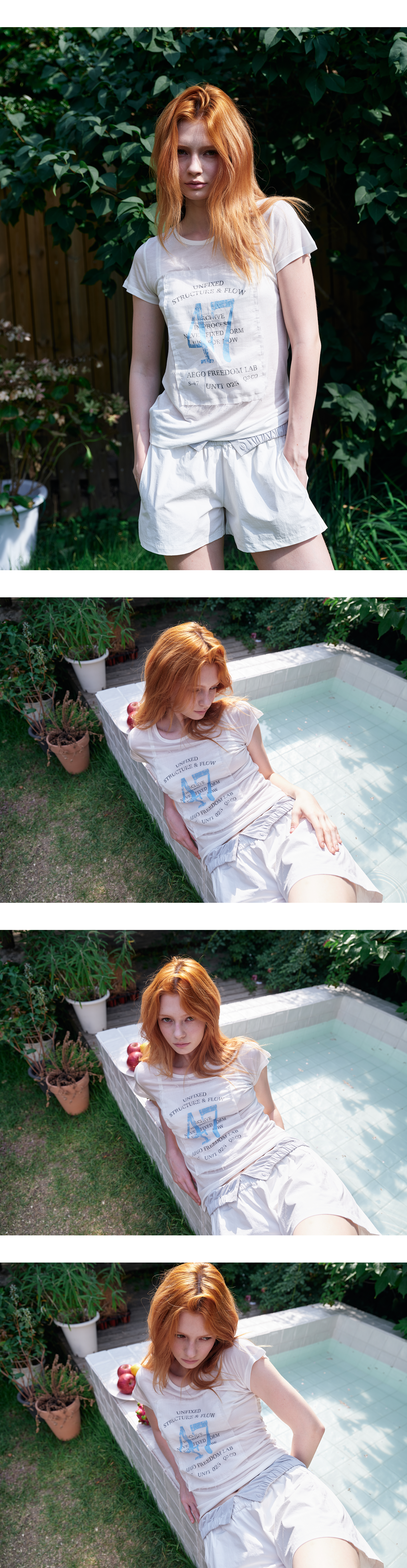 Sheer gauze patch graphic T_white