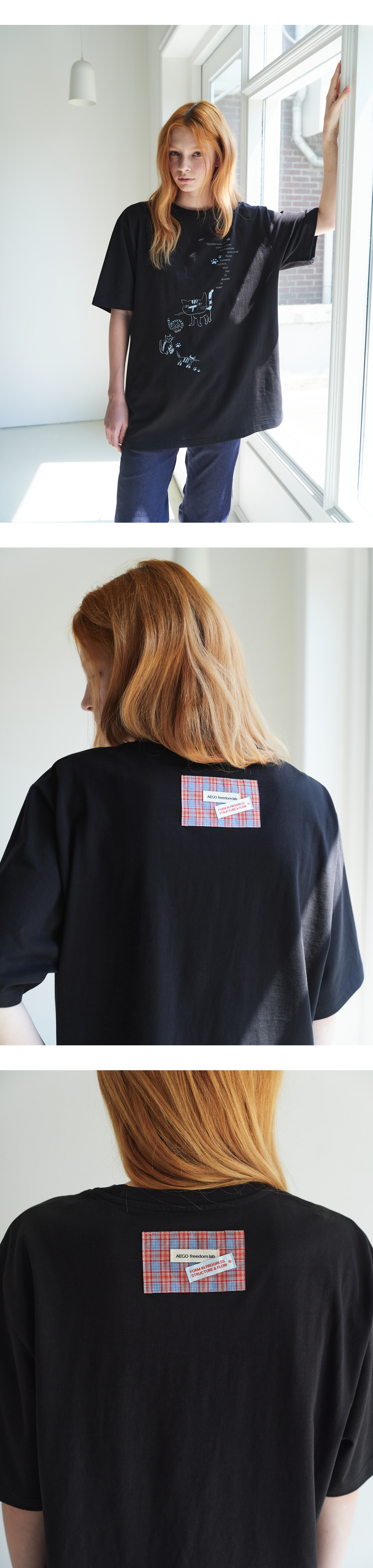 Plaid label patch graphic T_black