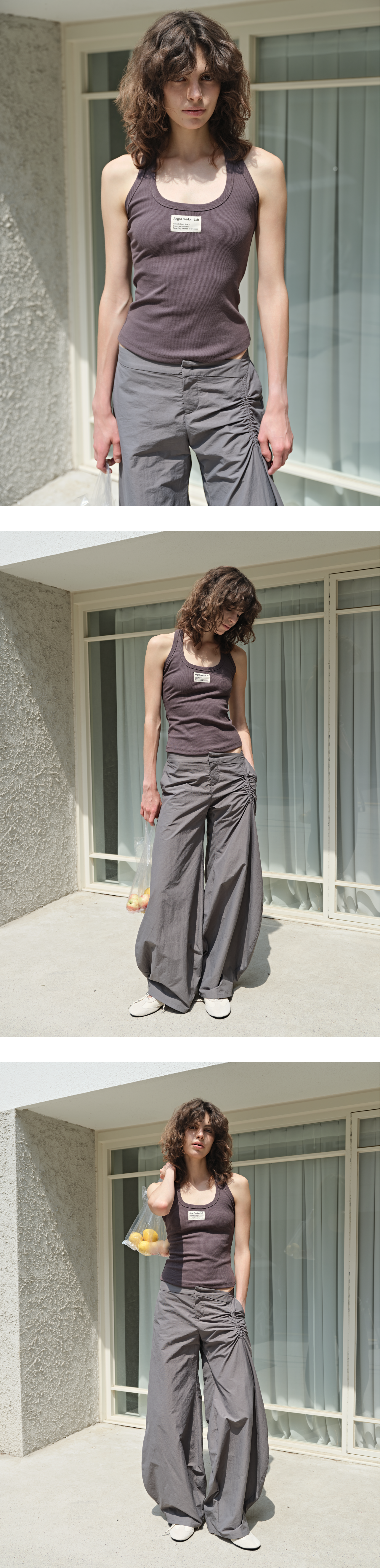 Canvas mini tag rib tank top_charcoal