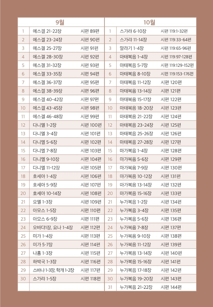 '하루 20분 공동체 성경읽기'(CGNTV)와 함께하는 성경일독_성경읽기표 : 더THE사랑교회