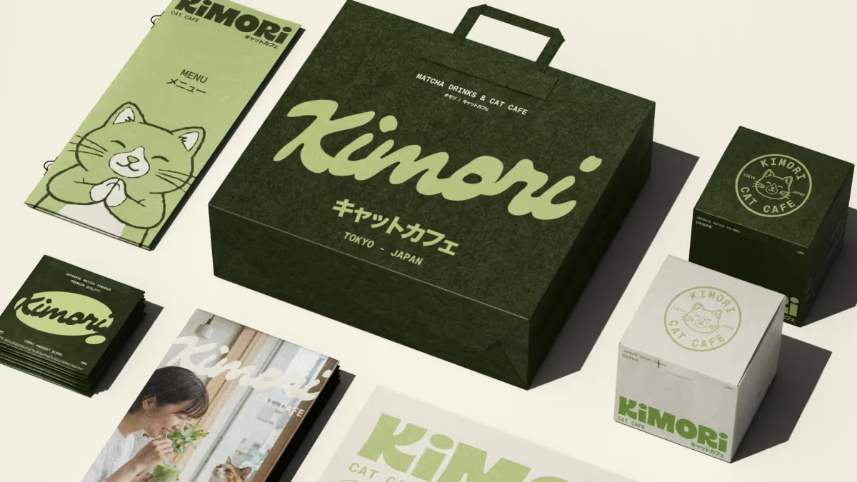 Kimori 말차 캣카페 브랜드 아이덴티티 이미지 5