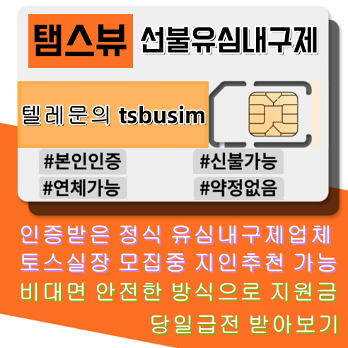 탬스뷰 선불유심내구제 인증받은 정식업체