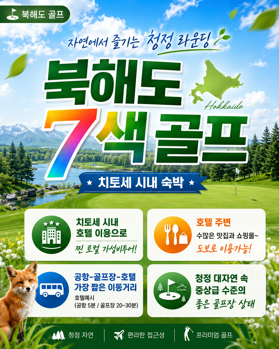 [6월~7월 특가] 북해도 7색 골프투어 4일