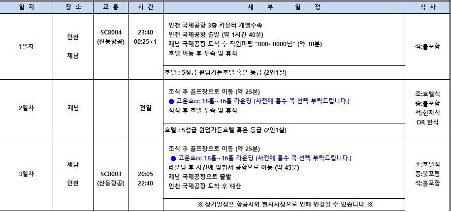 [제남] #무제한라운드 - 중국 명문코스 고운호CC - 5성급 윈덤가든호텔
