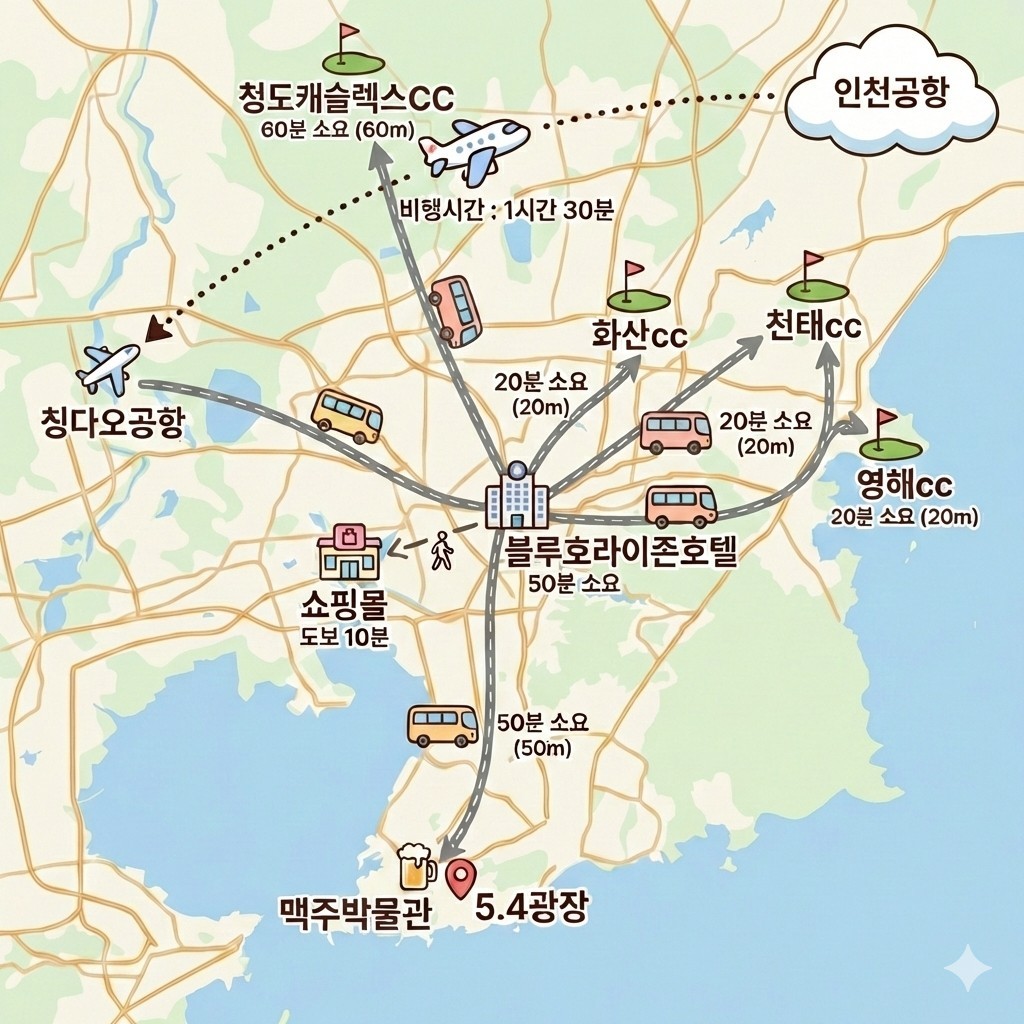 [청도] 영해/화산/캐슬렉스 3색코스 - 5성급호텔 도보 7분거리 메가쇼핑몰