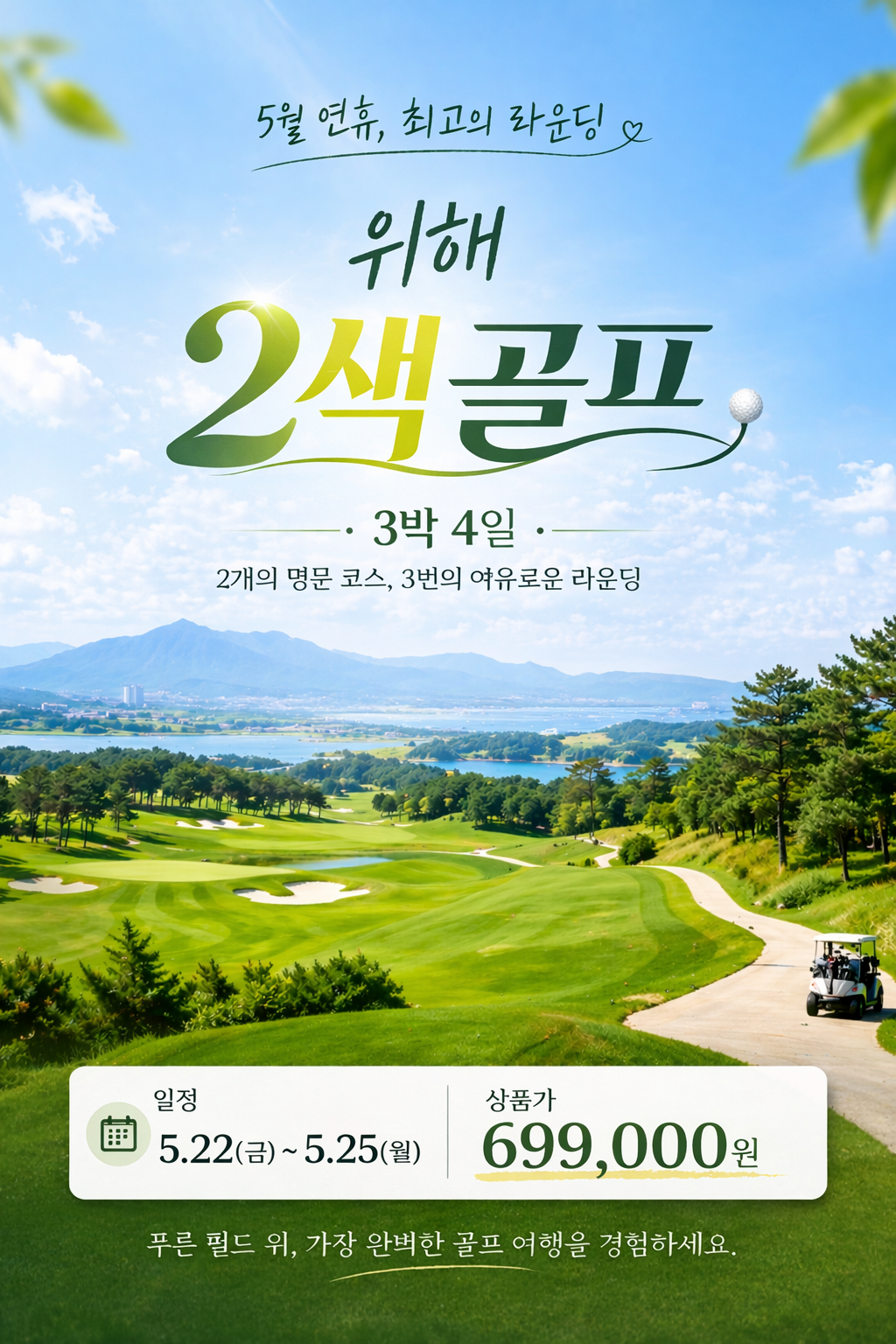 [위해]항공 취소지원 특가 5월2일/ 22일 출발 단1회 3박4일 72홀 초가성비 패키지