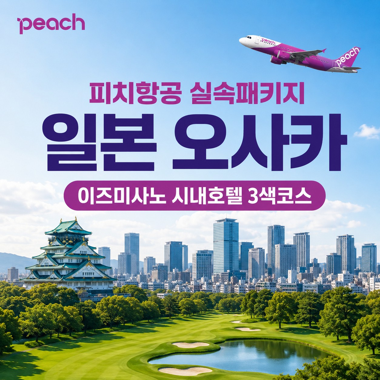 [오사카] #시내호텔 - 이즈미사노 3색코스 - 피치항공 실속패키지 2박/3박
