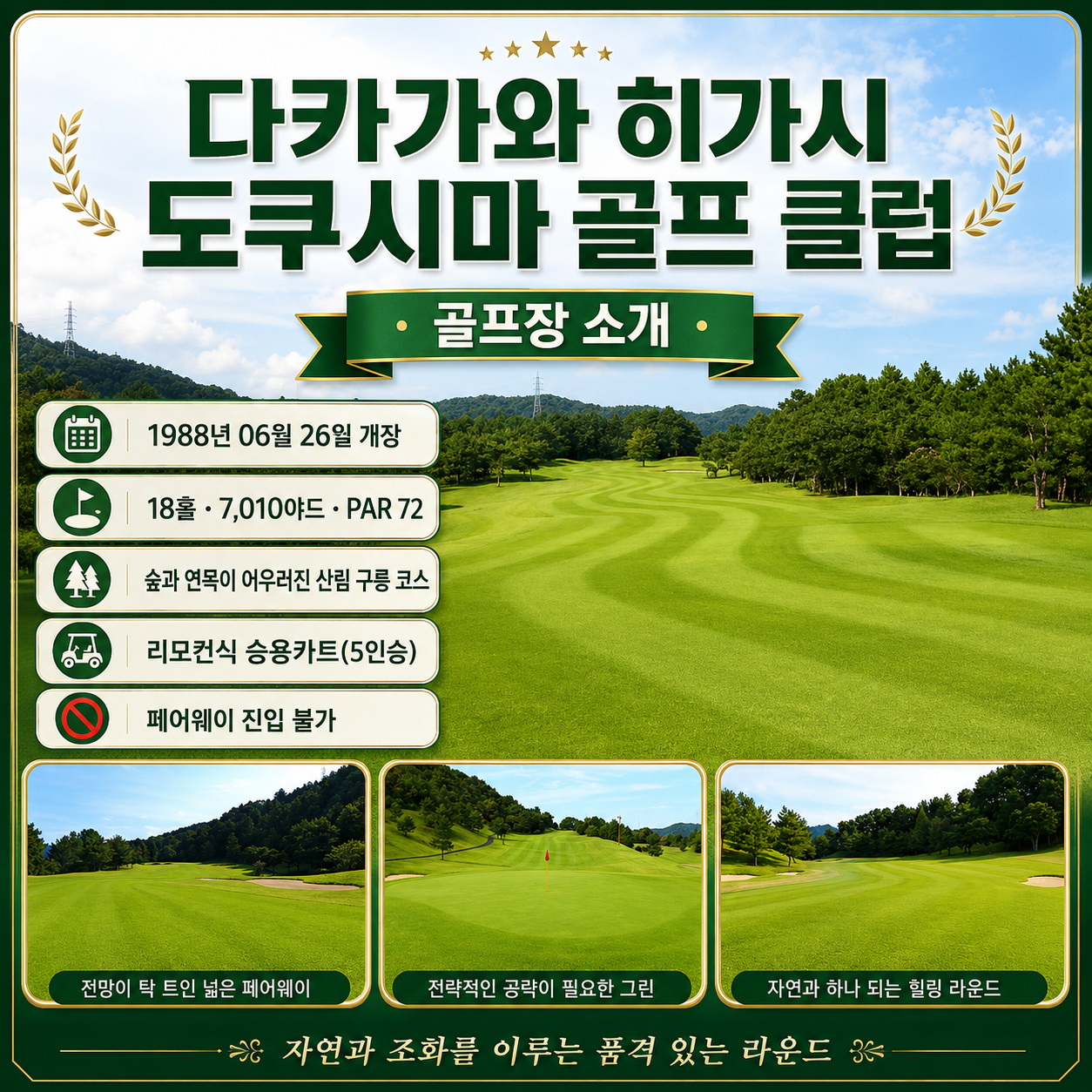 [각 출발일 선착순 2조 한정 이벤트] 도쿠시마 워싱턴 호텔 2색 자유골프 3일/4일/5일
