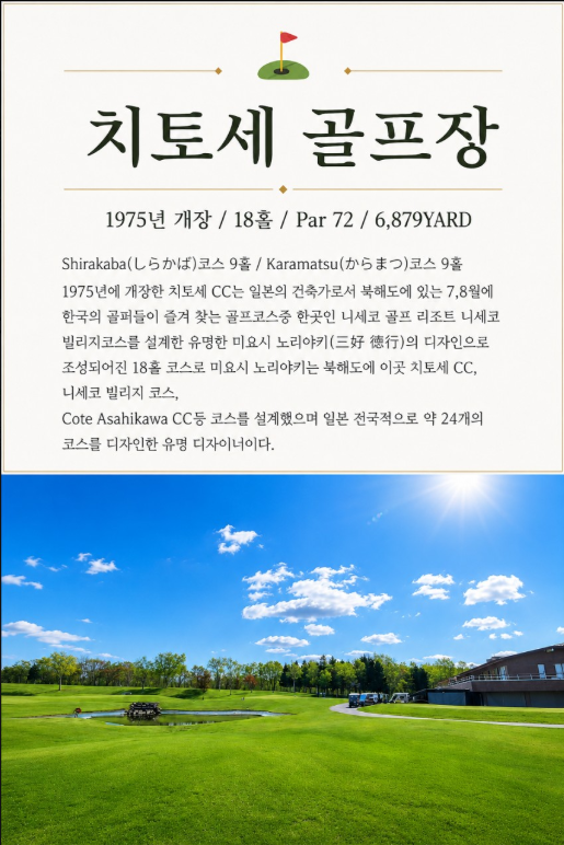 [7월 ~ 8월 특가] 북해도 7색 골프투어 4일 (치토세 시내 숙박)