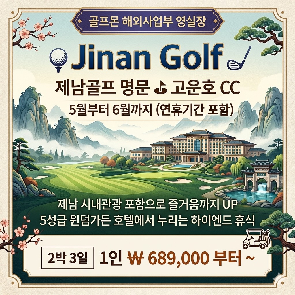 [제남] #무제한라운드 #연휴기간 #명문코스 - 고운호CC 5월-6월 특가상품 안내