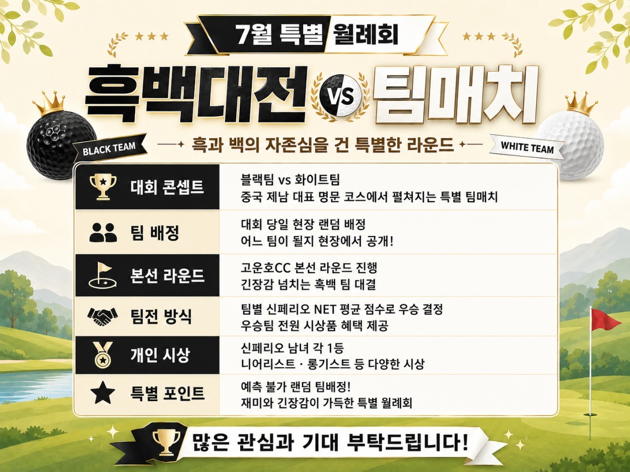 [제남] #1인조인 #모두포함 - 7월 특별월례회 [흑백대전] 고운호/국과 2색골프 3박4일