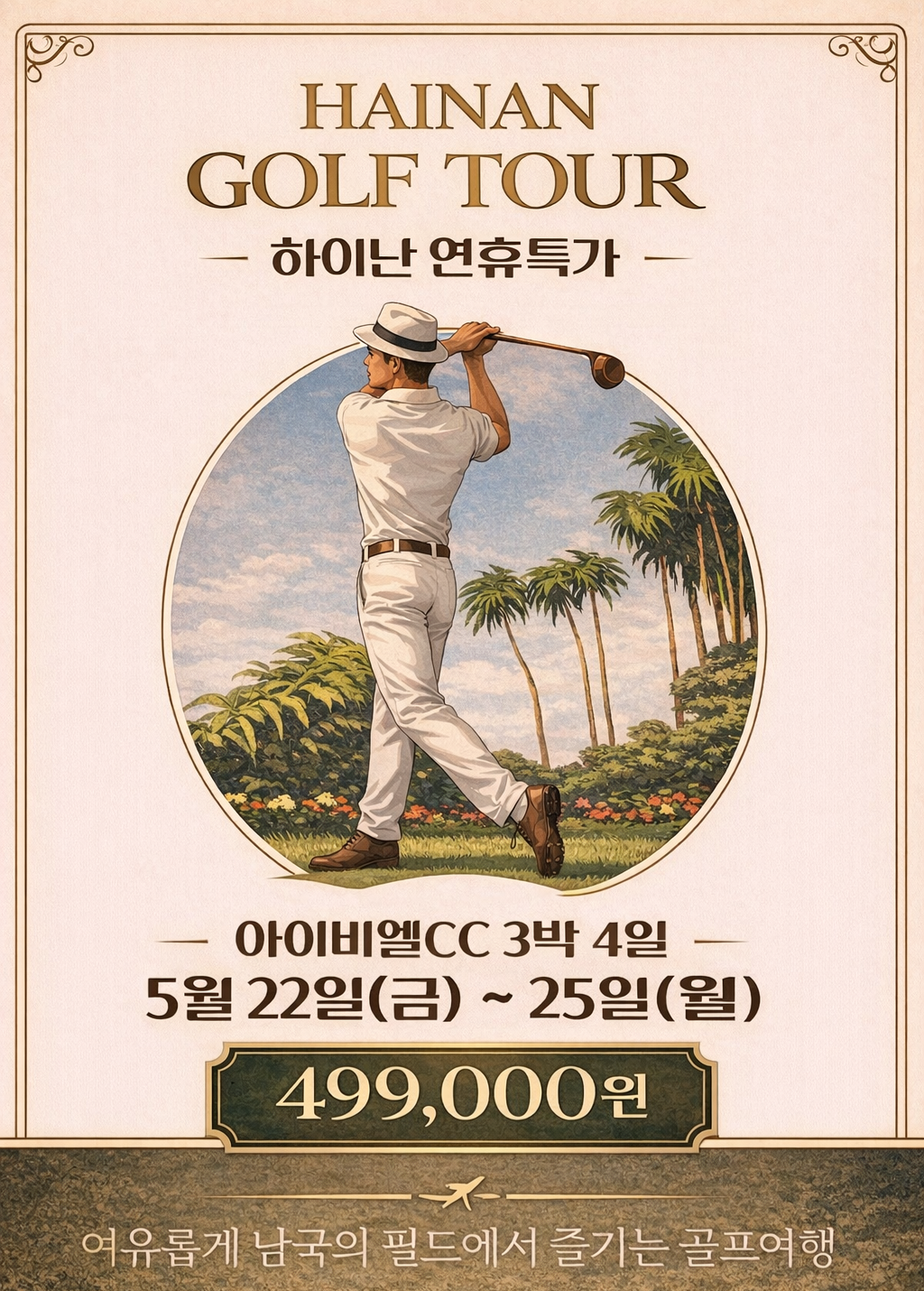 [하이난] 5/22(금) 3박4일 - 석가탄신일 연휴기간 여유로운 남국골프 패키지