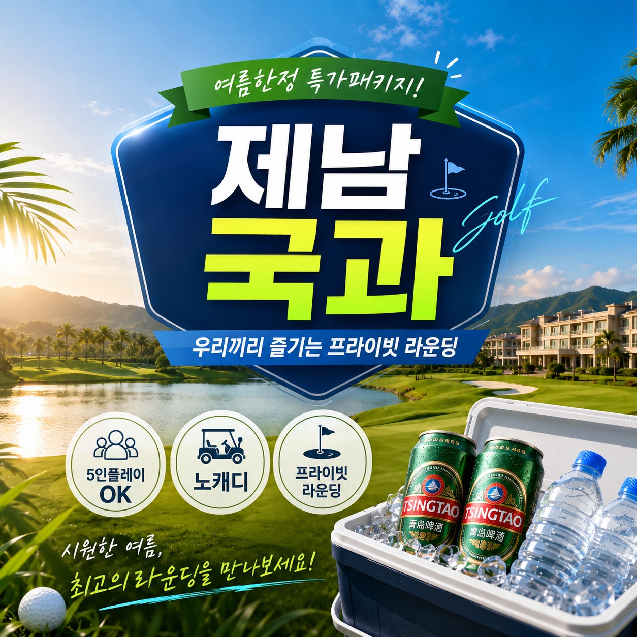 [제남] 2인부터 5인까지 프라이빗 [노캐디] 라운딩 / 국과CC + 아카디아온천호텔
