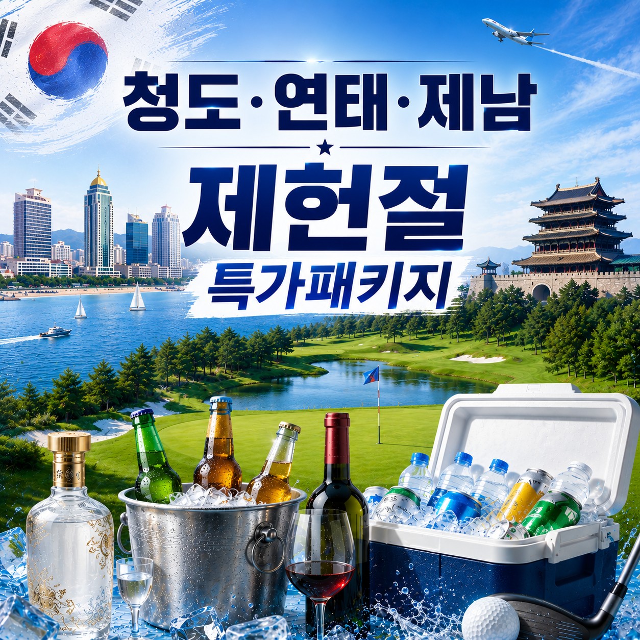 [제헌절/광복절] 청도/연태/제남 - 중국골프 특선 연휴기간 특가패키지 (맥주/와인/고량주 서비스포함)