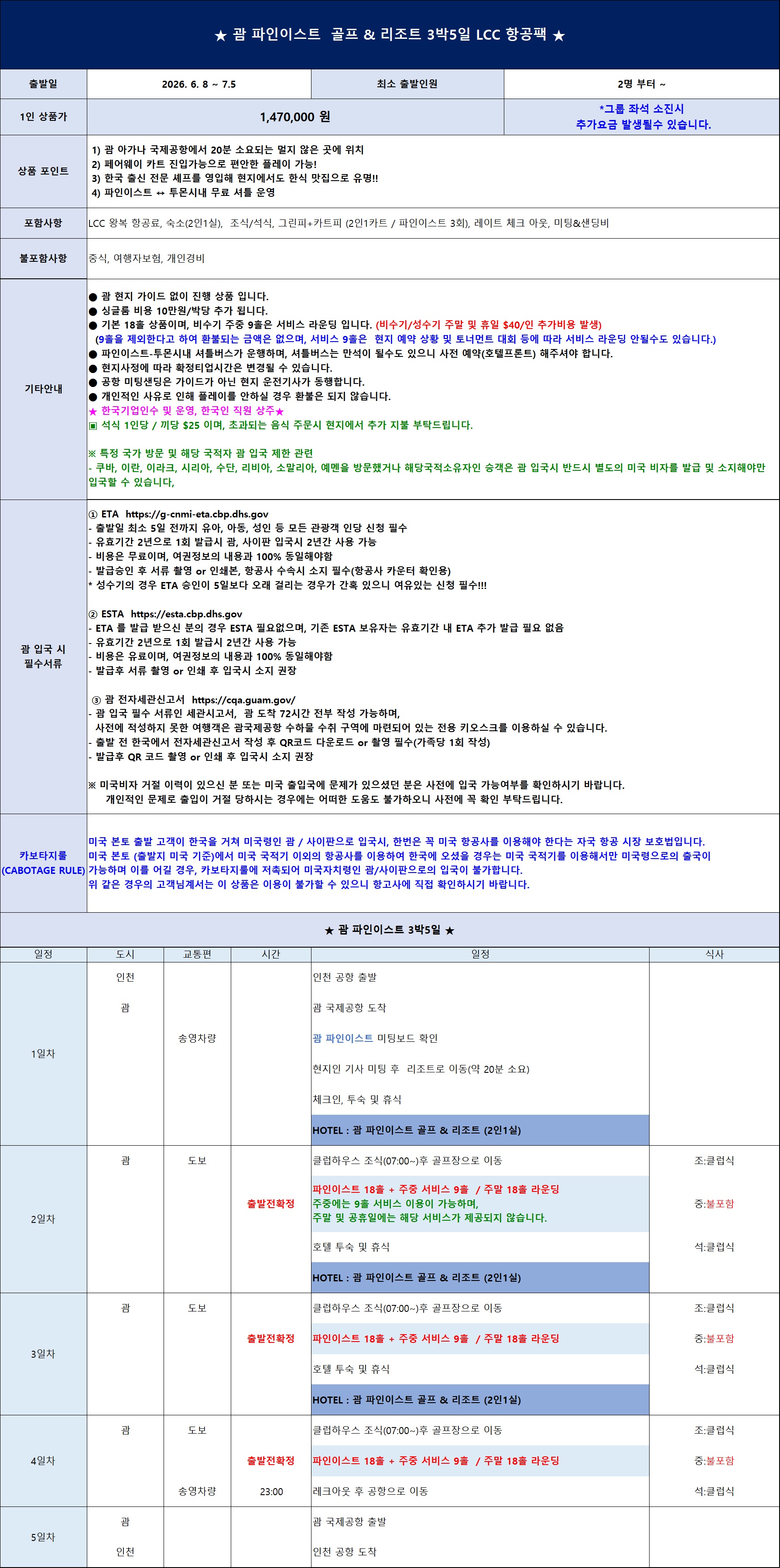 [괌] 괌 항공패키지 2인OK / 6월8일~7월5일출발 / 커플여행추천 / 휴양과힐링 골프까지!