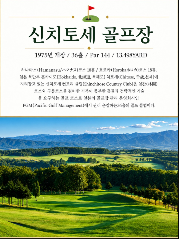 [7월 ~ 8월 특가] 북해도 7색 골프투어 4일 (치토세 시내 숙박)