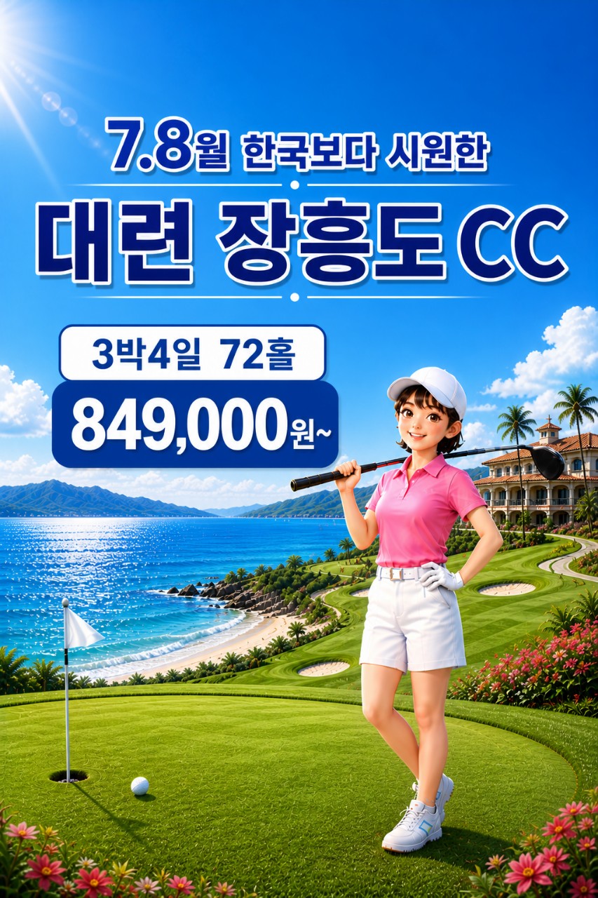 [대련] 한국보다 시원한 7-8월 대련 장흥도CC - 아시아나항공 3박4일 패키지