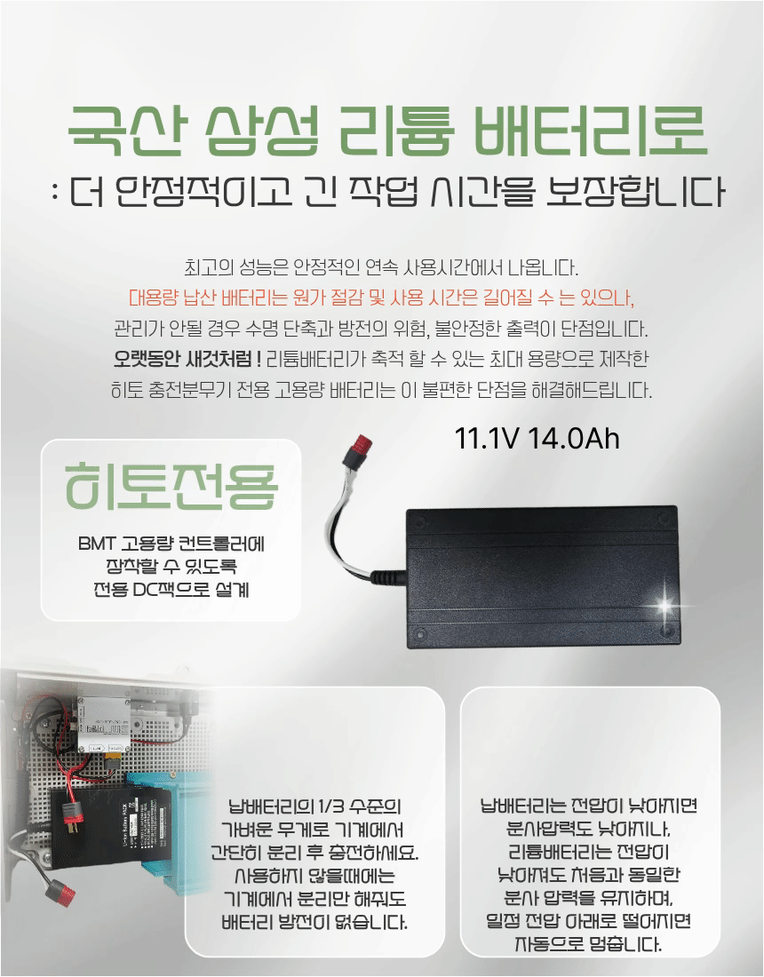 [NS60-HT15152 NEW] 60L 4륜 밀차식 고압 충전 분무기 12V 18V 리튬밧데리 전동 충전식 농약