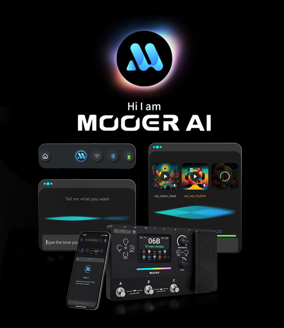 무어 Mooer Audio GE100 Pro Li 충전식 AI 멀티이펙터