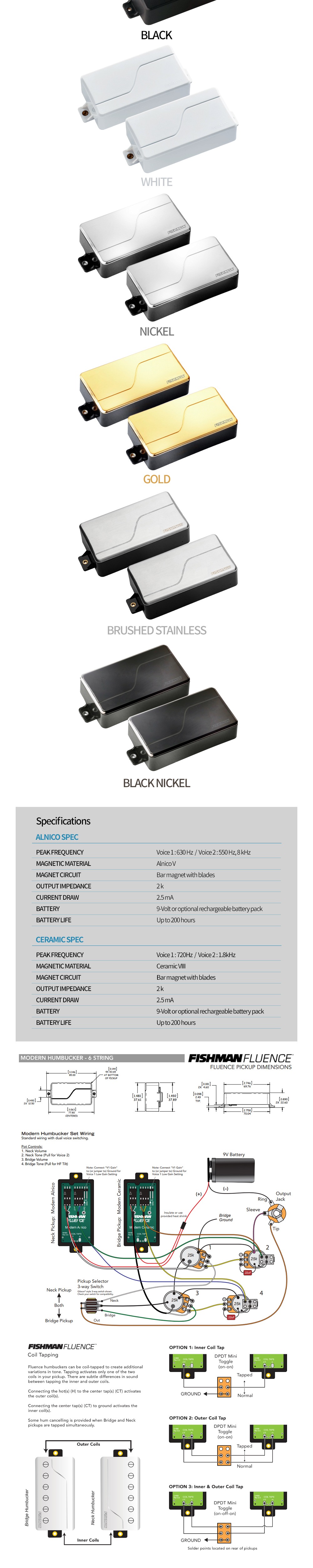 피쉬맨 플루언스 모던 픽업 세트 5컬러 FISHMAN FLUENCE MODERN PICKUP SET