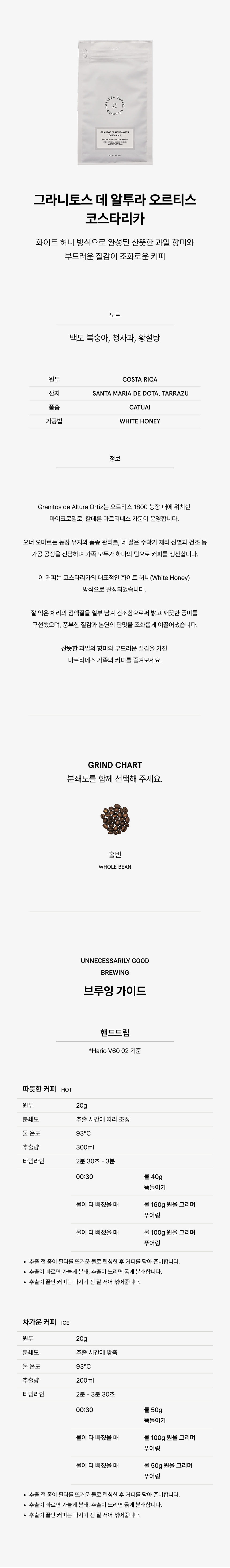 [도매] 그라니토스 데 알투라 오르티스 코스타리카 250g