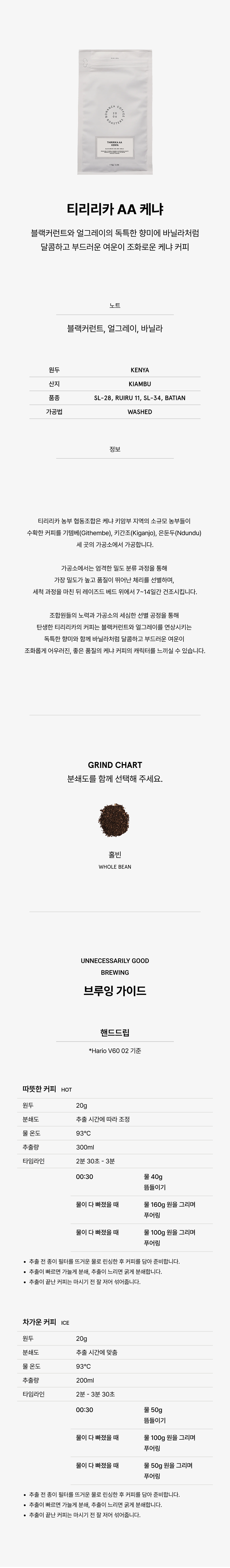 [도매/하고] 티리리카 AA 케냐 1kg