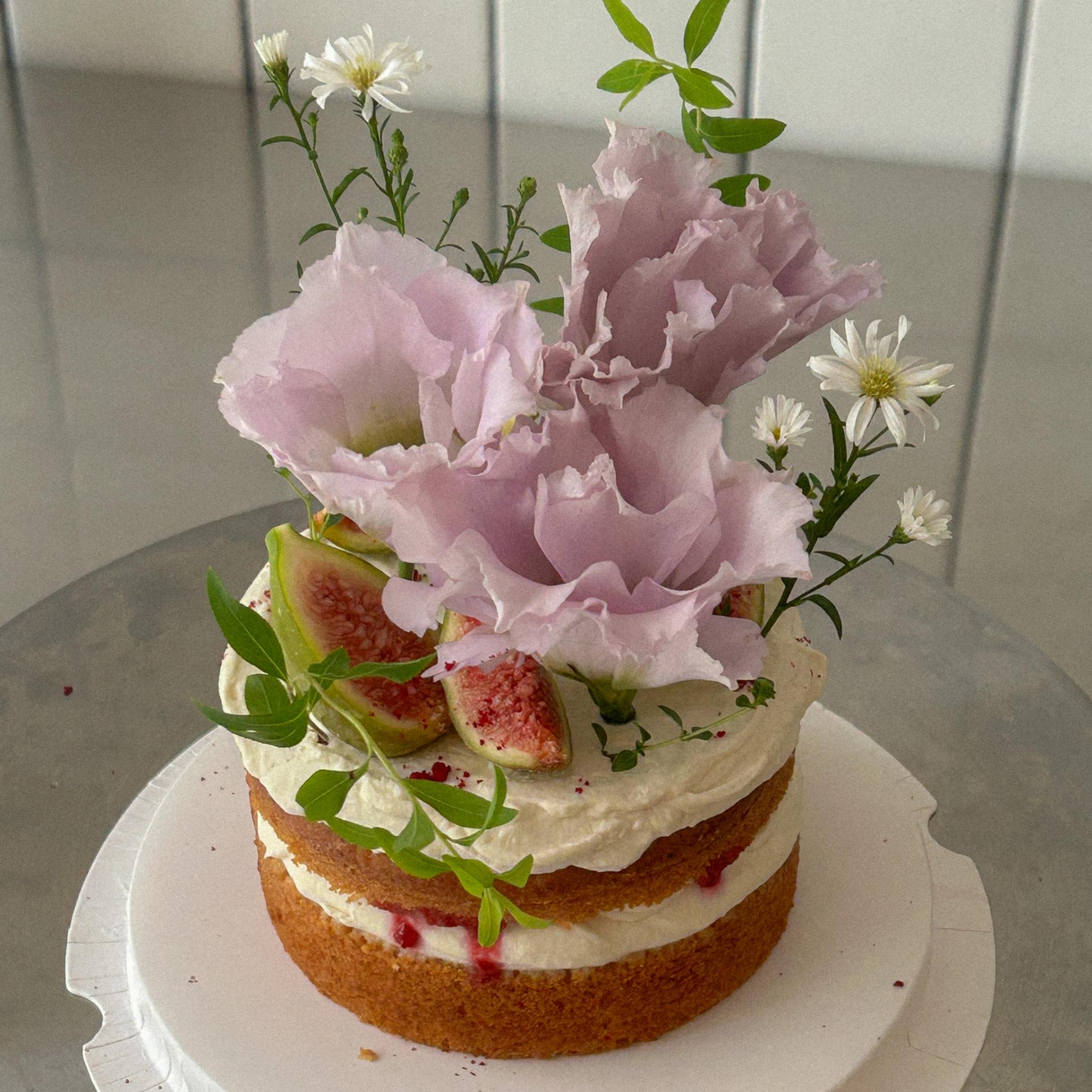 1단 생화 케이크 / 1-tier Flower Cakes