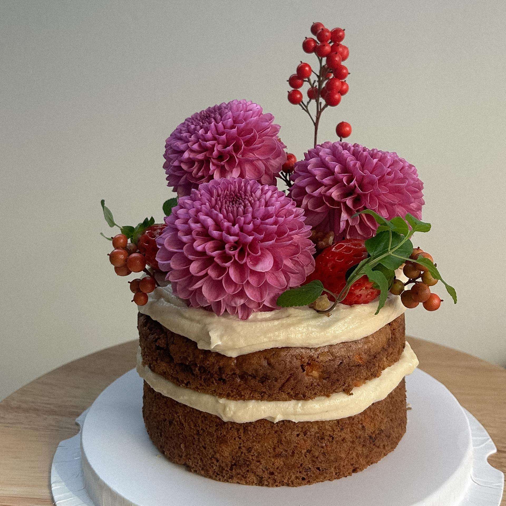 1단 생화 케이크 / 1-tier Flower Cakes