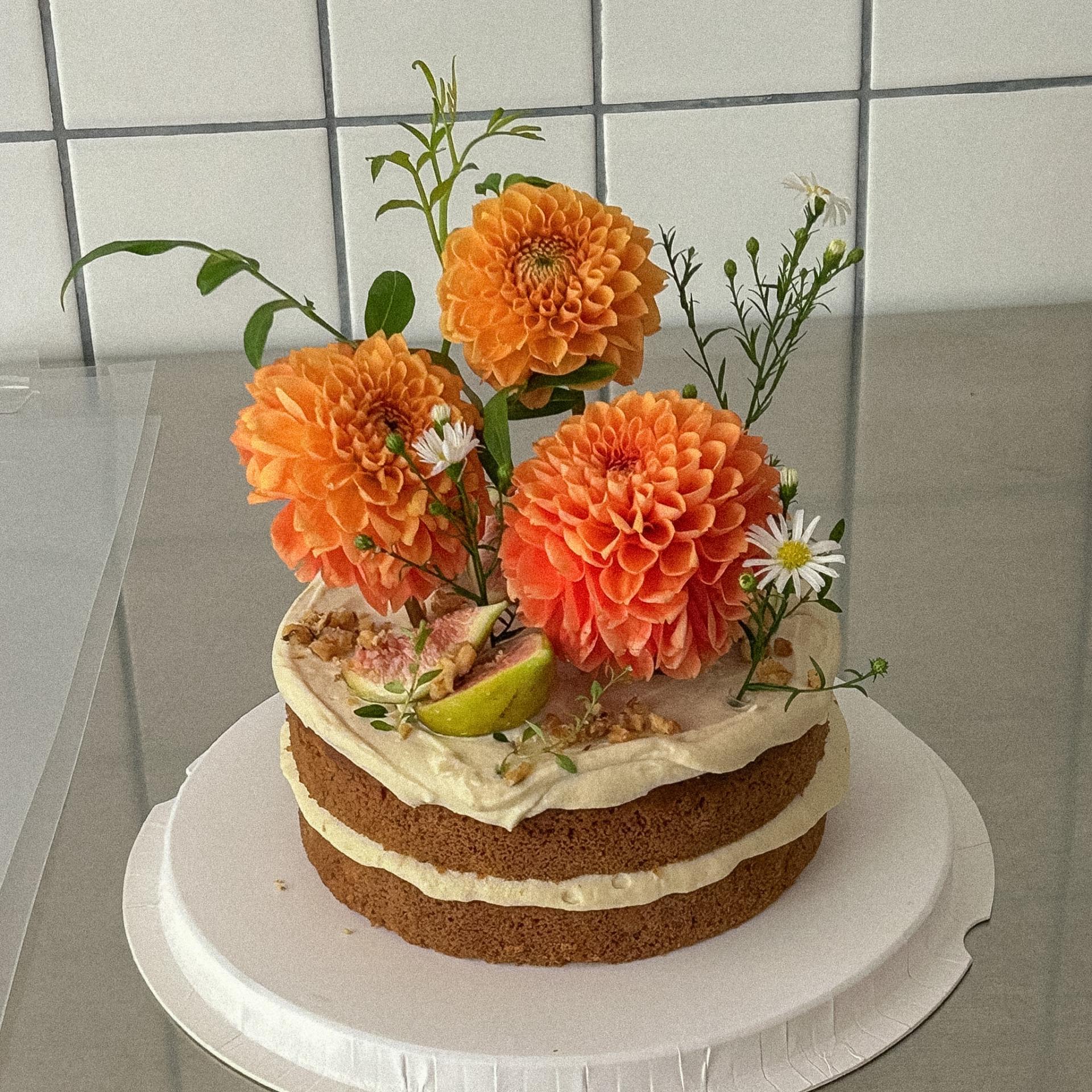1단 생화 케이크 / 1-tier Flower Cakes