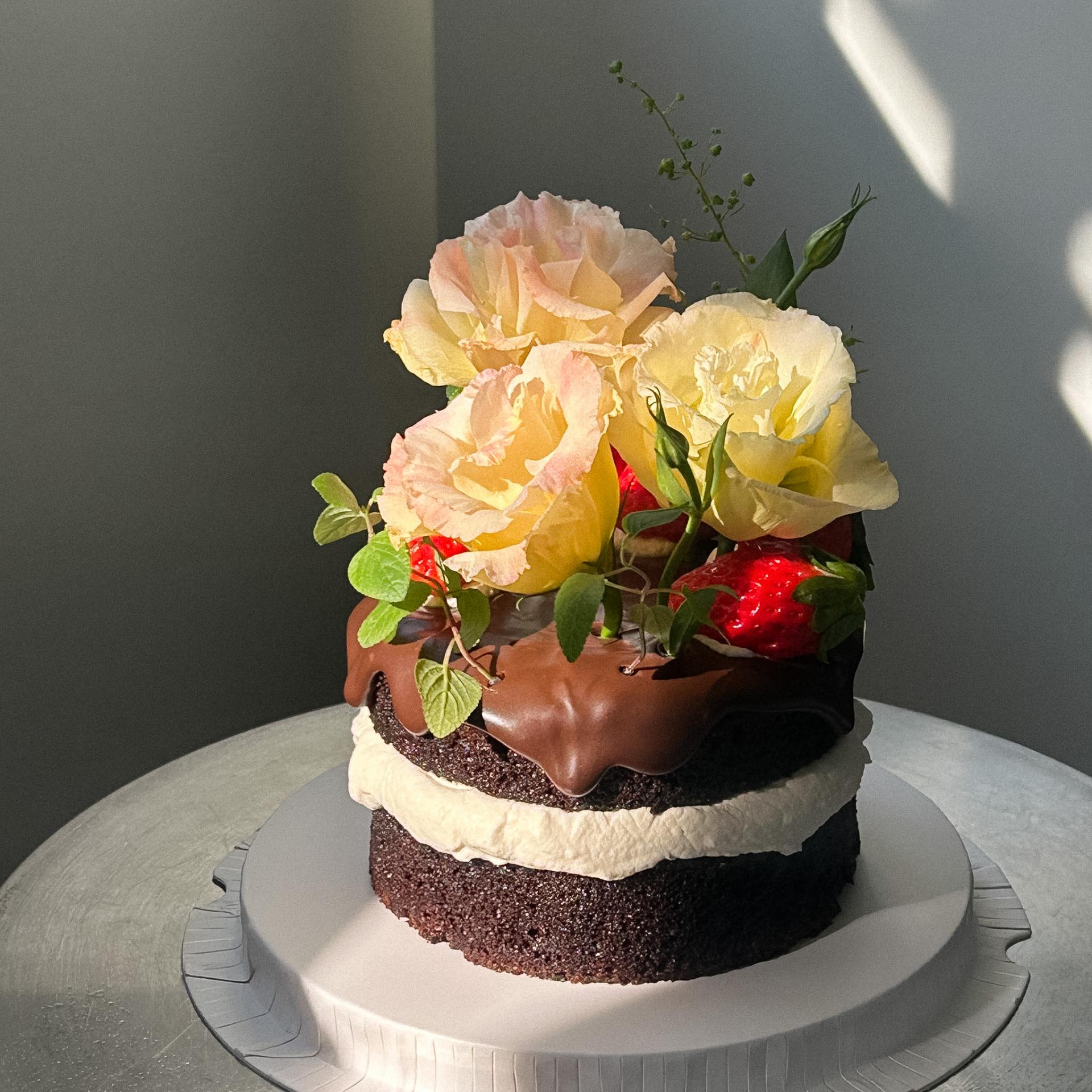 1단 생화 케이크 / 1-tier Flower Cakes