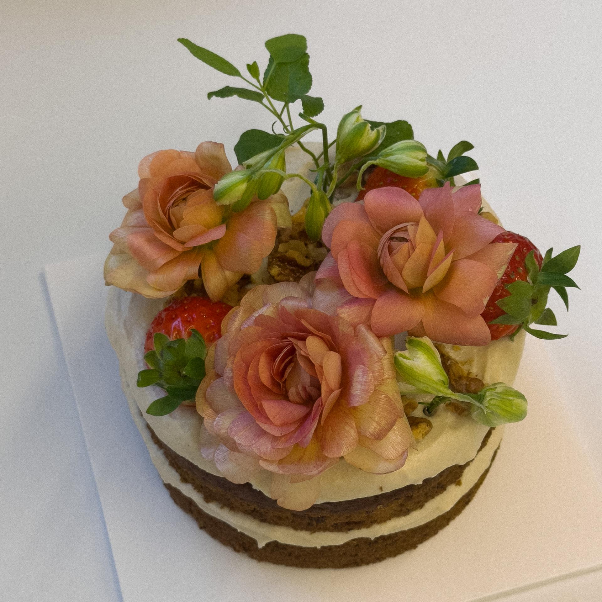 1단 생화 케이크 / 1-tier Flower Cakes