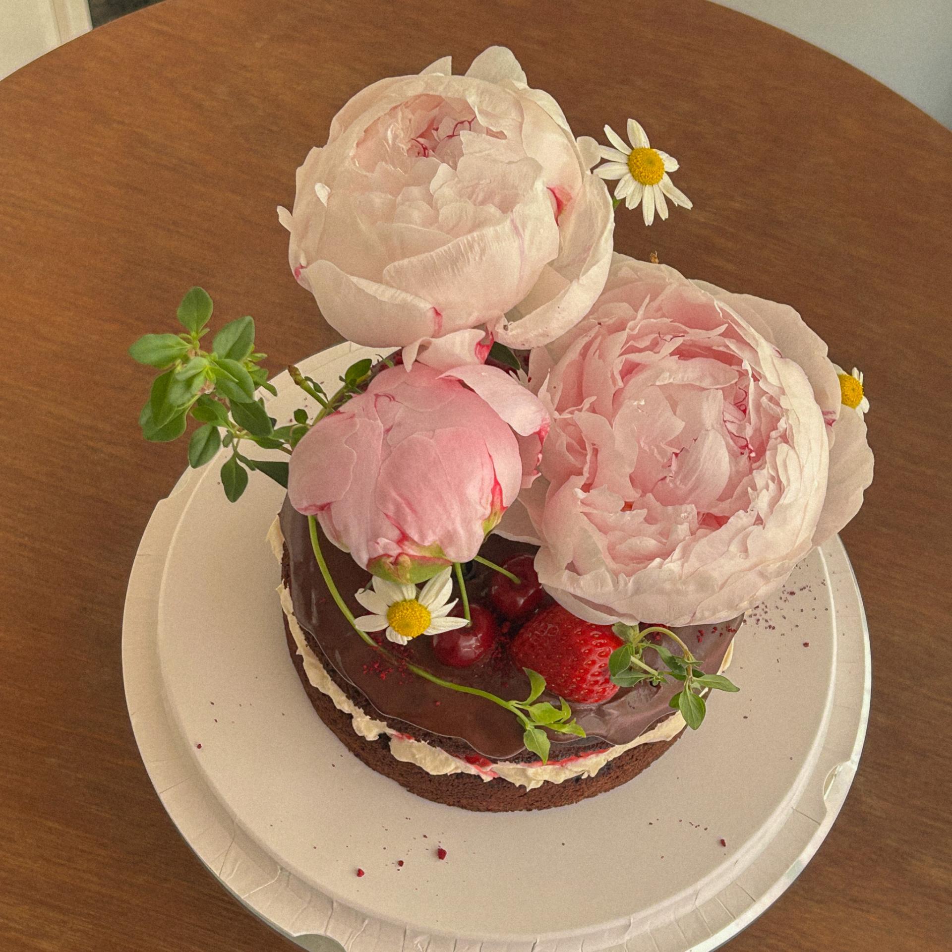 1단 생화 케이크 / 1-tier Flower Cakes