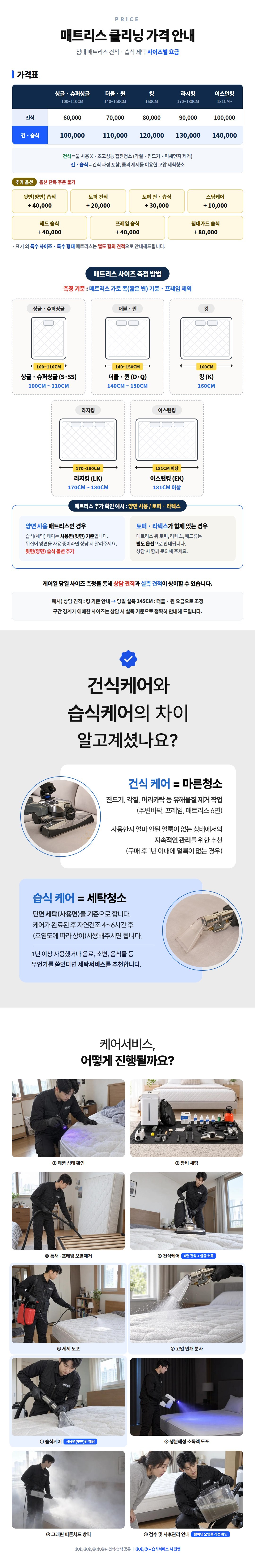 매트리스 청소 · 침대 건식/습식 세탁