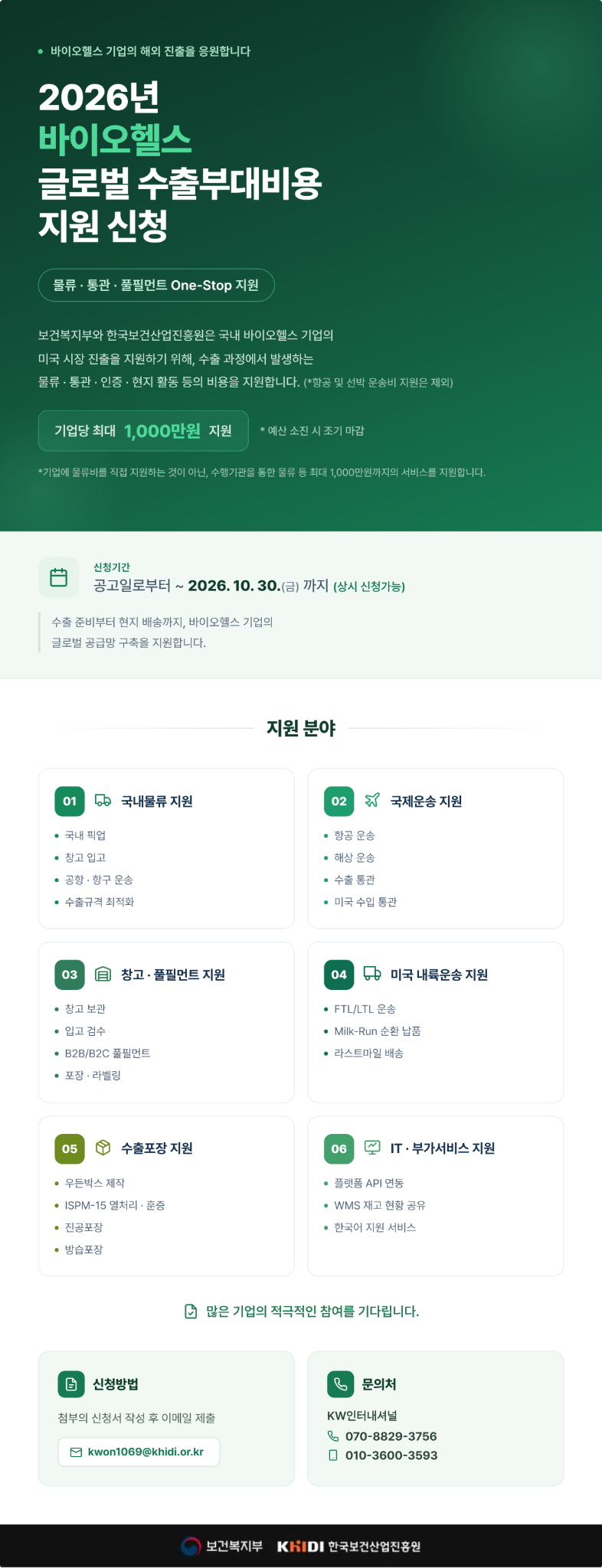 2026년 바이오헬스 글로벌 수출부대비용 지원 신청 웹진
