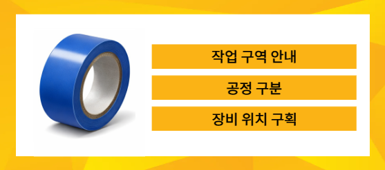 바닥라인테이프 파란색 작업 구역 안내를 설명하는 이미지