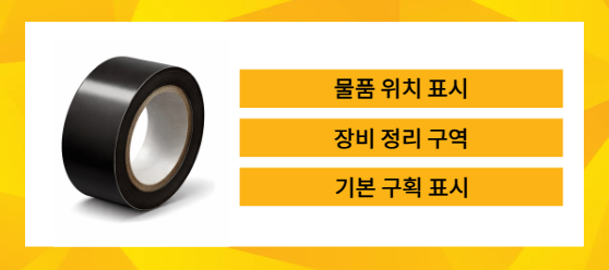 바닥라인테이프 검정색 물품 위치 표시구역을 설명하는 이미지
