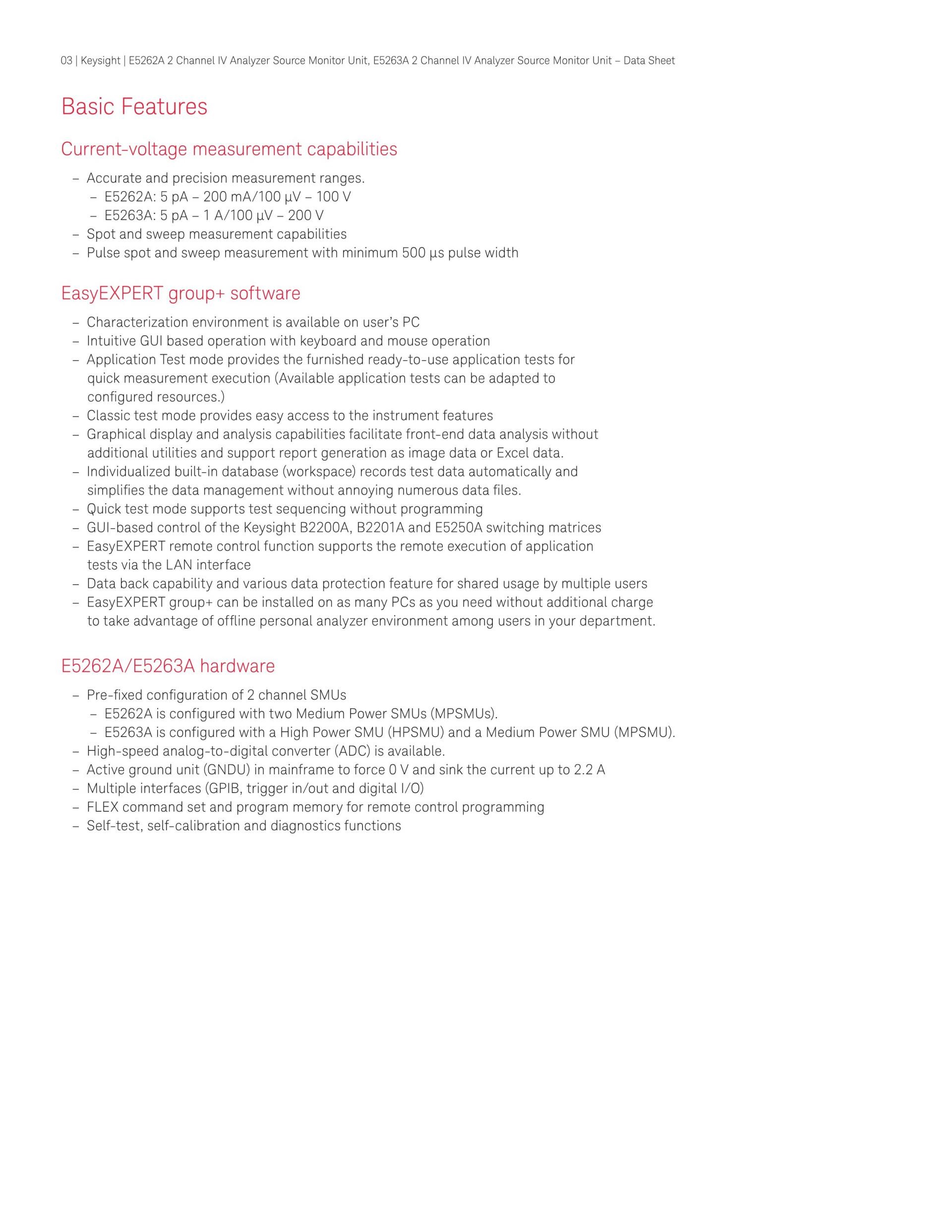 키사이트 KEYSIGHT E5262A 2 채널 IV 분석기 / 소스 모니터 유닛(두 개의 중간 전력 SMU) (가격문의)