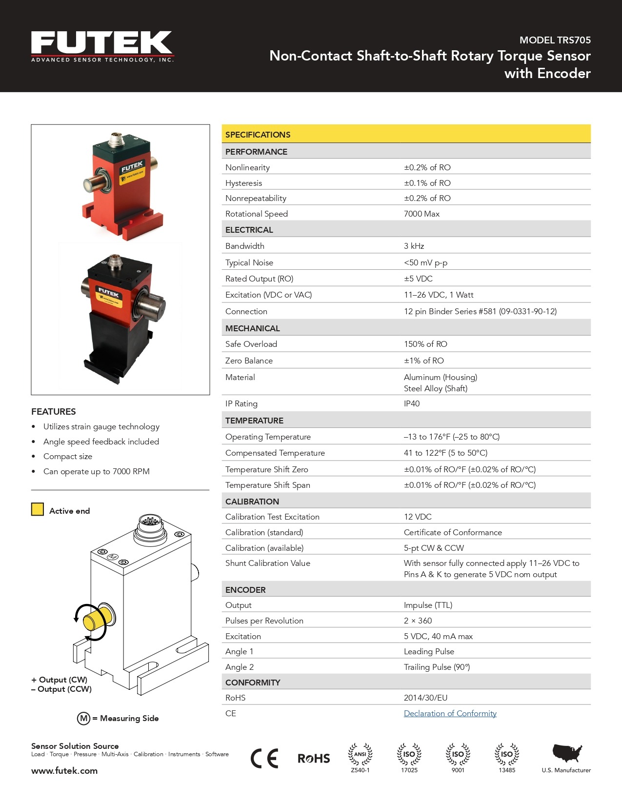 퓨텍 FUTEK TRS705 | Non-Contact Shaft-to-Shaft Rotary Torque Sensor with ...