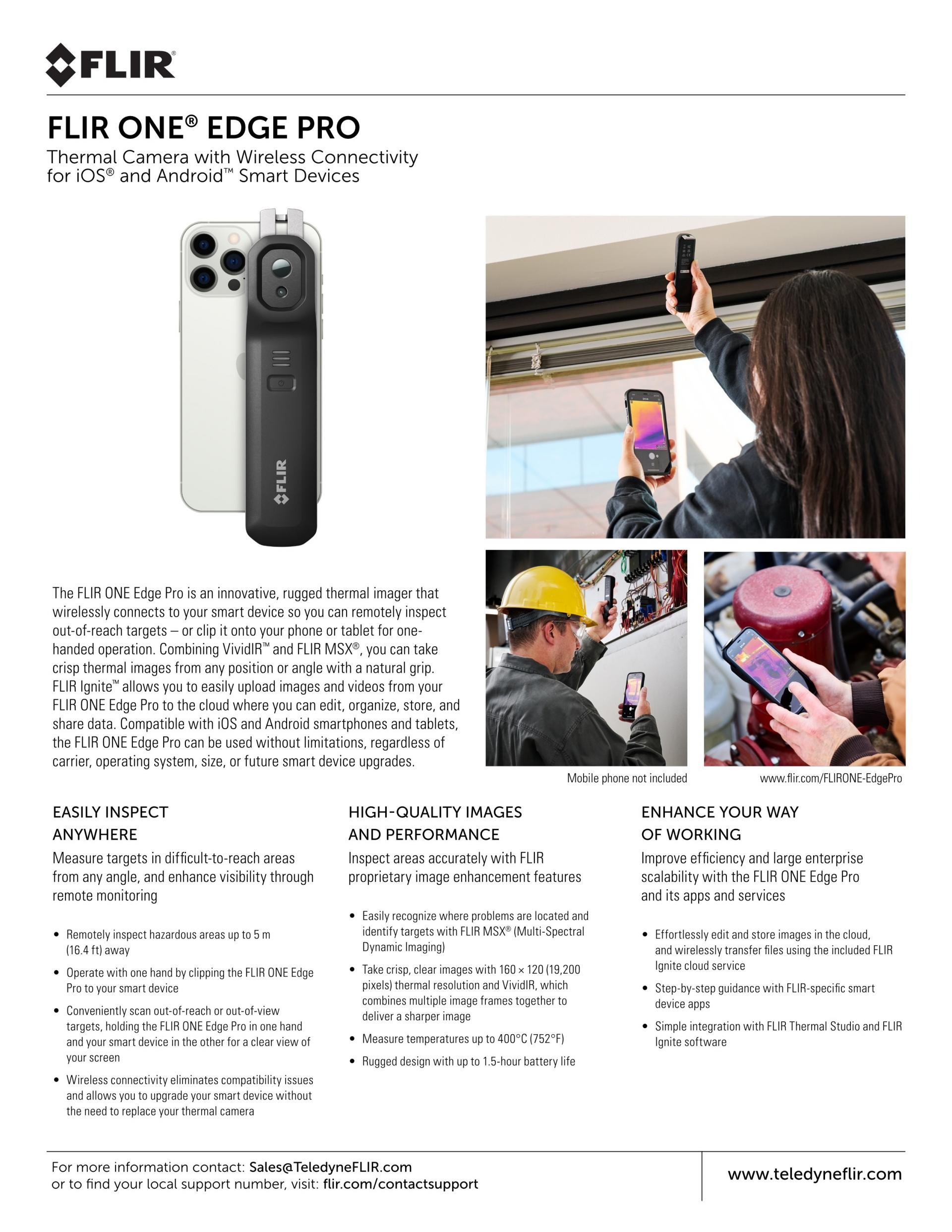 FLIR 플리어 ONE – EDGE PRO 무선 연결 열화상 카메라 ()