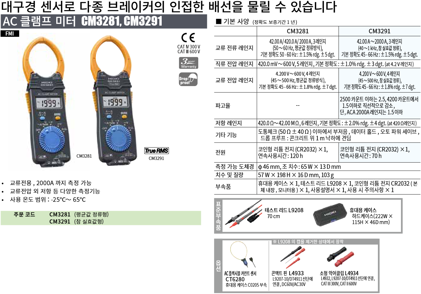 HIOKI 히오키 CM3281 AC 클램프 미터 ()
