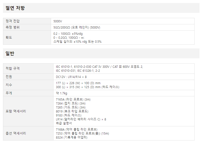 교리츠(교리스) KYORITSU KEW 3122B 고압 절연저항계 ()