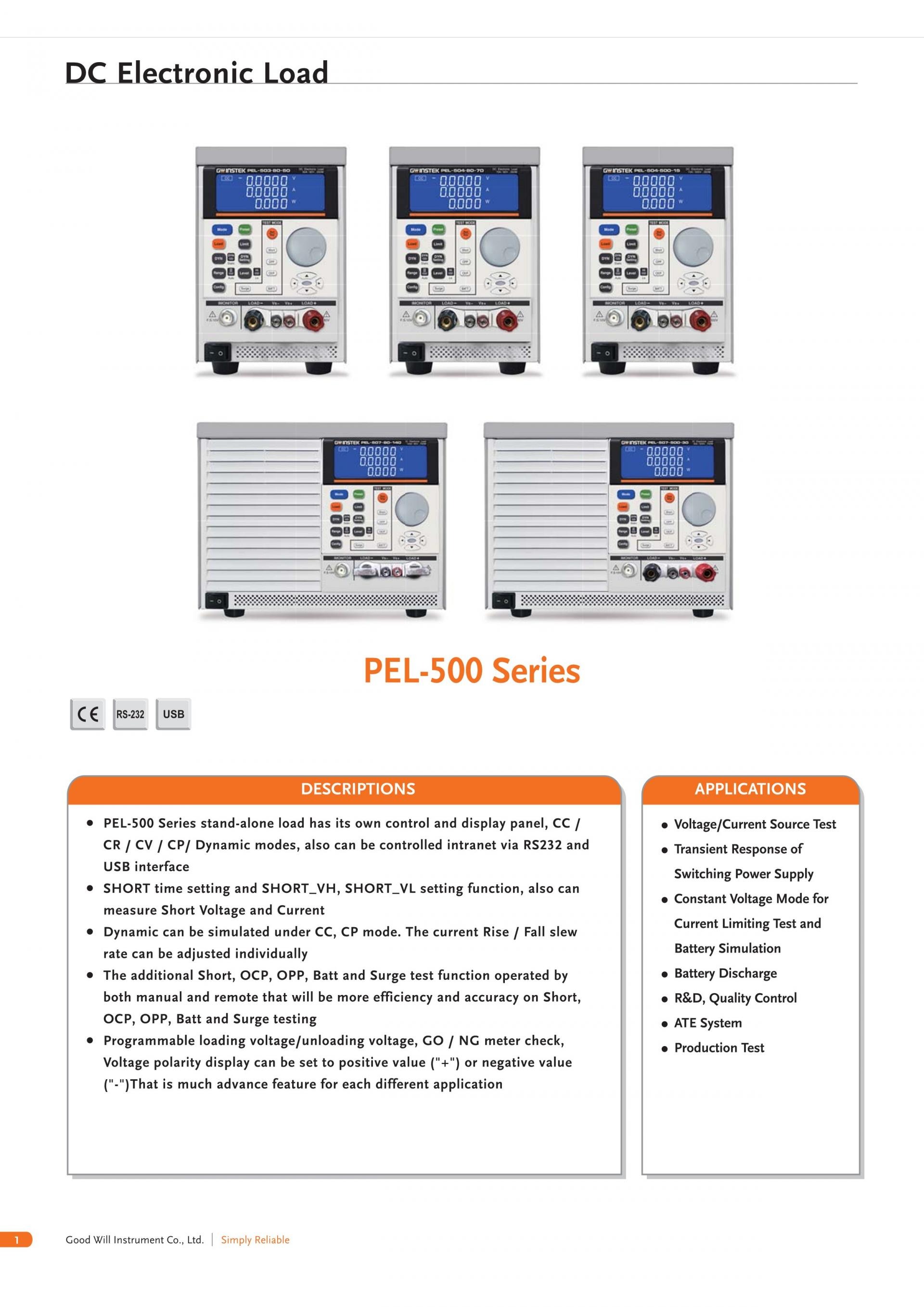 GW INSTEK 굿윌 인스텍 굿윌인스텍 PEL-503-80-50 프로그래머블 벤치탑DC전자부하 (가격문의)