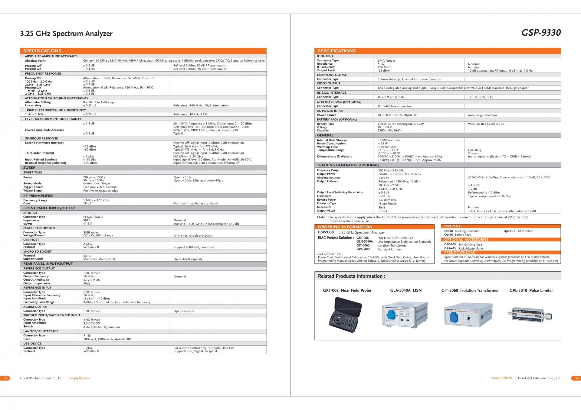 GW INSTEK 굿윌 인스텍 굿윌인스텍 GSP-9330TG 스펙트럼 분석기 (가격문의)