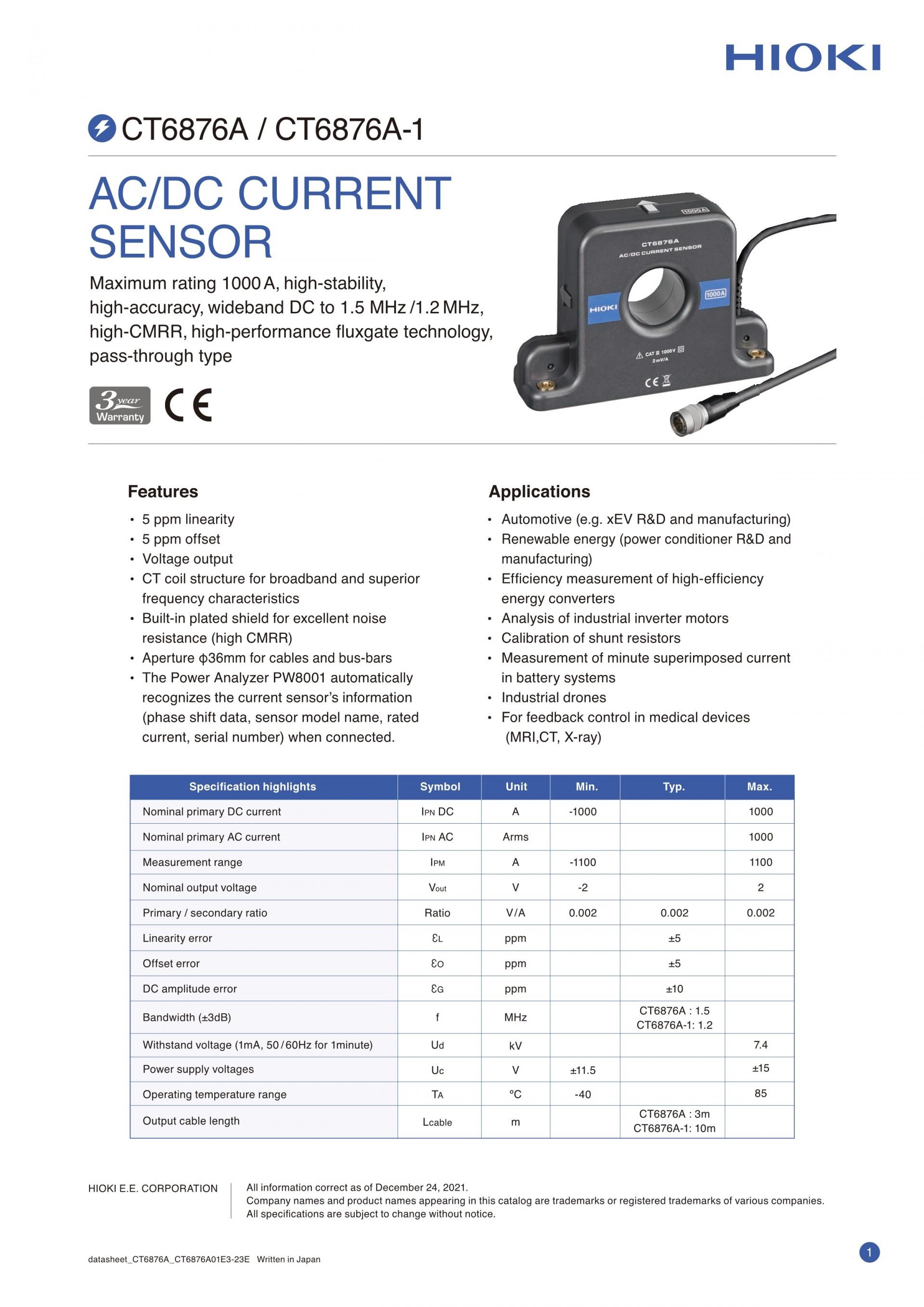 HIOKI 히오키 CT6876A AC/DC 커런트 센서 – 굿맨시스템 (가격문의)