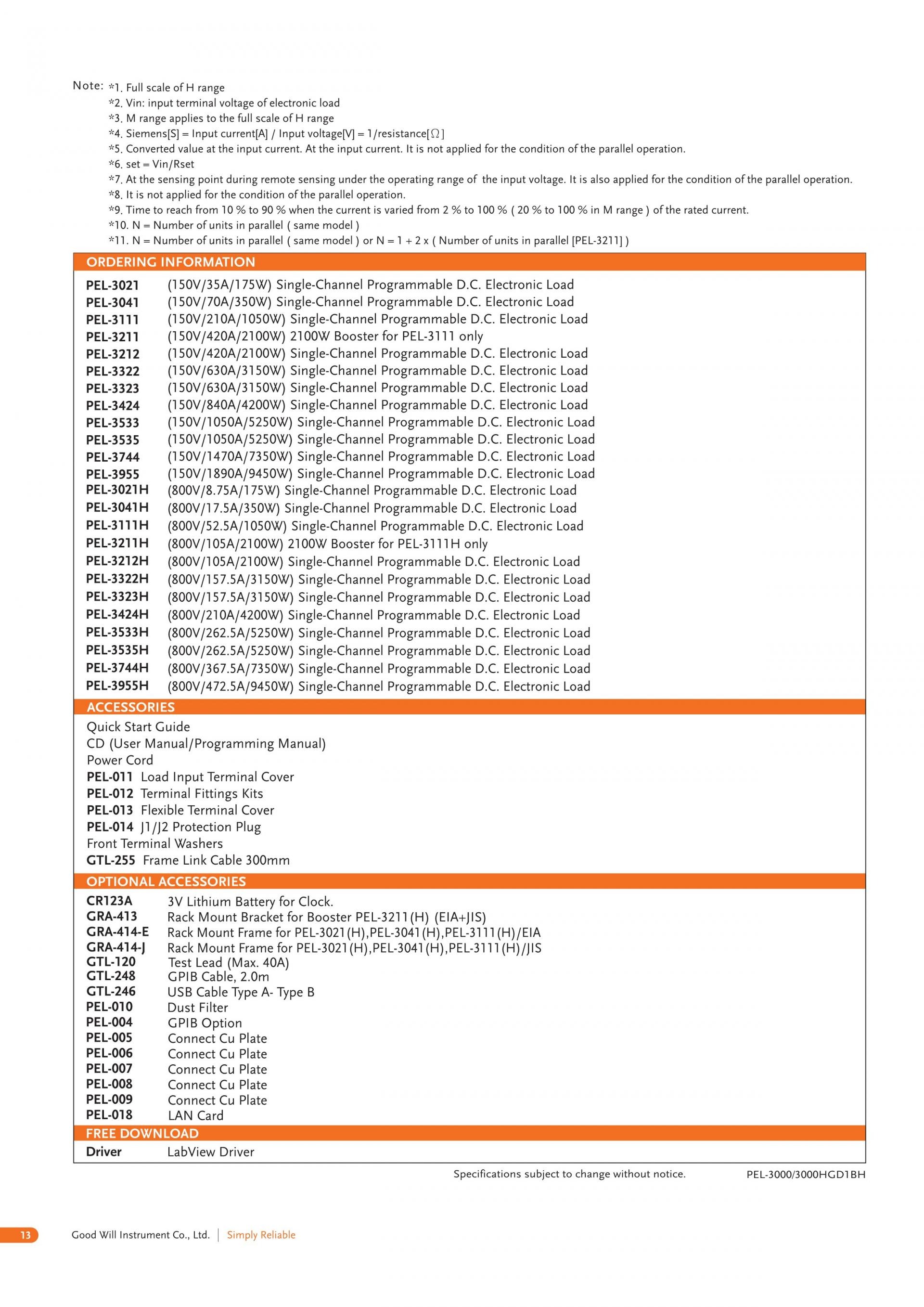 GW INSTEK 굿윌 인스텍 굿윌인스텍 PEL-3000 & PEL-3000H 프로그래머블 벤치탑 DC 전자부하 시리즈 (가격문의)