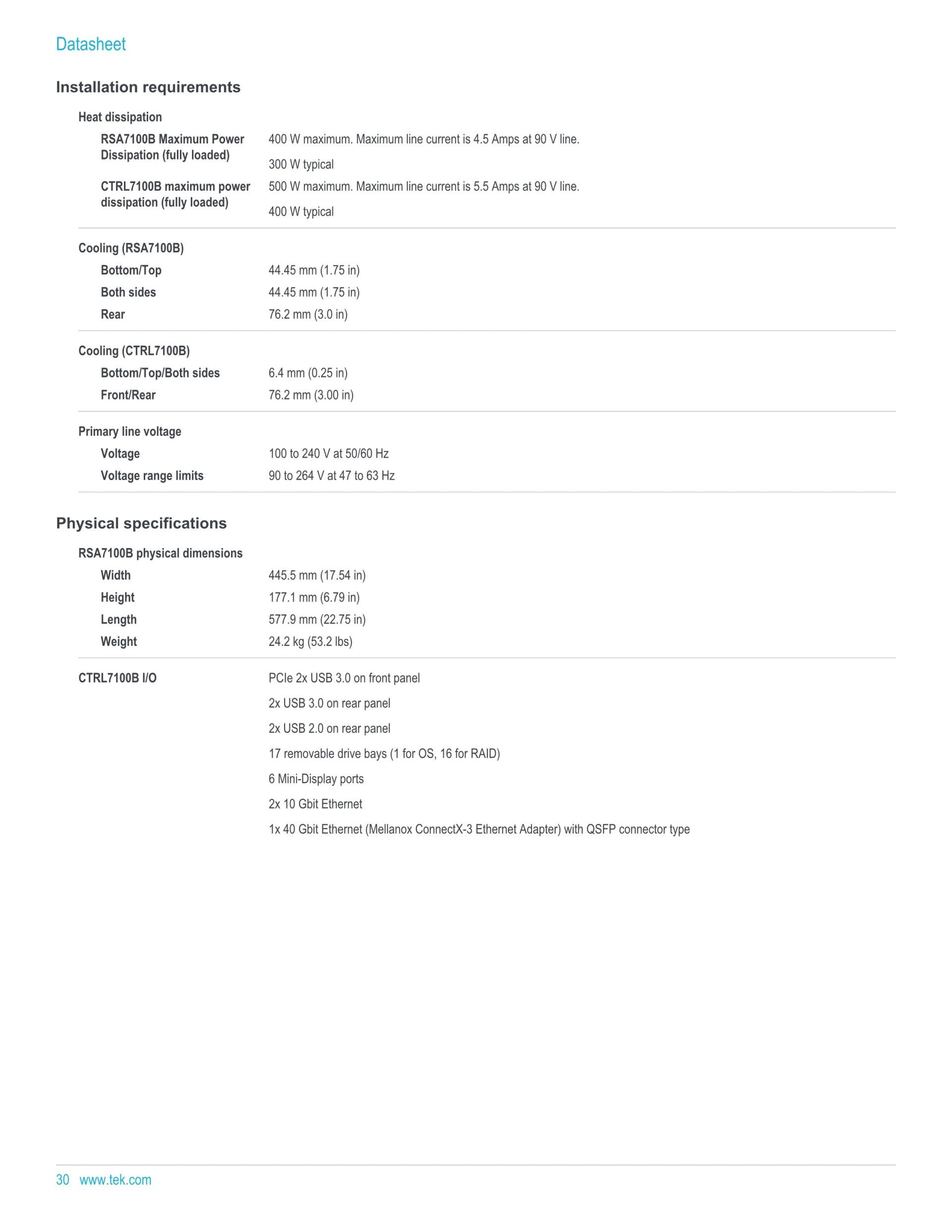 TEKTRONIX 텍트로닉스 RSA7100 광대역 신호 분석기 시리즈 RSA7100A / RSA7100B (가격문의)