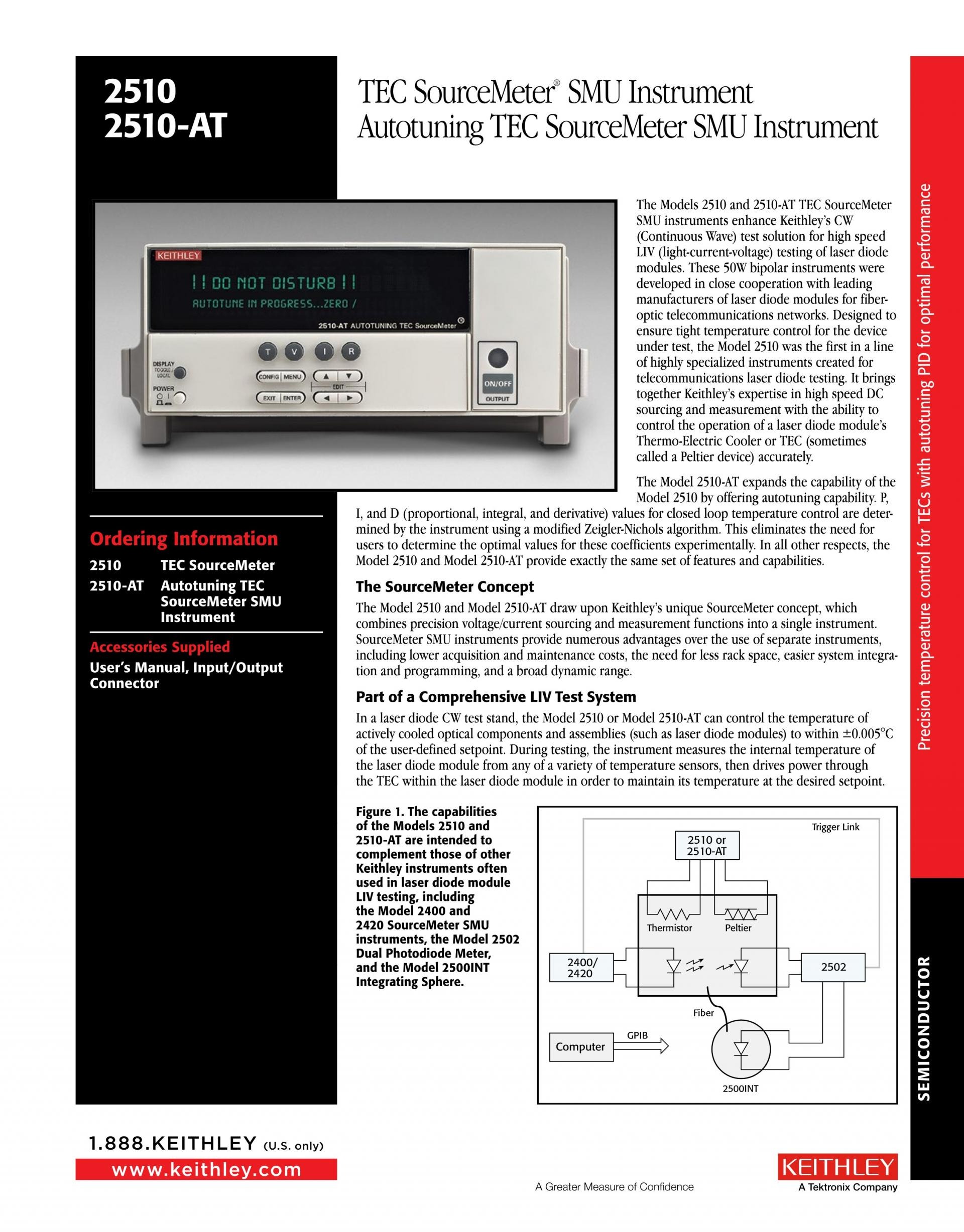 텍트로닉스 키슬리 TEKTRONIX Keithley 2500 광학 SourceMeter 장비 시리즈 2510 / 2510-AT / 2520 (시리즈별 )
