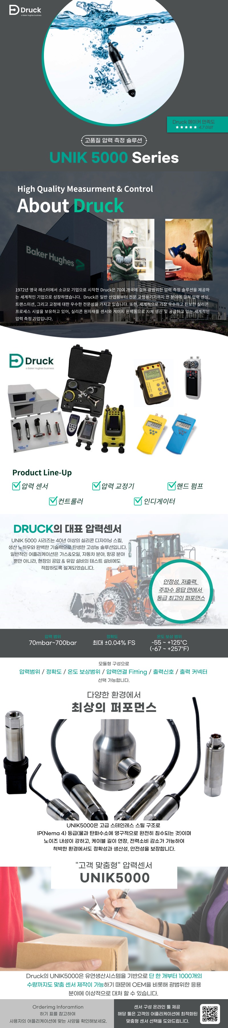 DRUCK 드럭 UNIK5000 커스터마이징 압력센서 – 굿맨시스템 ()